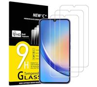 NEW'C 3 Piezas, Protector Pantalla para Samsung Galaxy A34 5G, Cristal templado Antiarañazos, Antihuellas, Sin Burbujas, Dureza 9H, 0.33 mm Ultra Transparente, Ultra Resistente