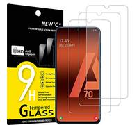 NEW'C 3 Piezas, Protector Pantalla para Samsung Galaxy A70, Cristal templado Antiarañazos, Antihuellas, Sin Burbujas, Dureza 9H, 0.33 mm Ultra Transparente, Ultra Resistente