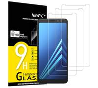 NEW'C 3 Piezas, Protector Pantalla para Samsung Galaxy A8 (2018), Cristal templado Antiarañazos, Antihuellas, Sin Burbujas, Dureza 9H, 0.33 mm Ultra Transparente, Ultra Resistente