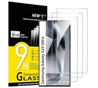 NEW'C 3 Piezas, Protector Pantalla para Samsung Galaxy S24 Ultra[no para S24/S24 Plus],Cristal templado Antiarañazos, Antihuellas, Sin Burbujas, Dureza 9H, 0.33 mm Ultra Transparente, Ultra Resistente