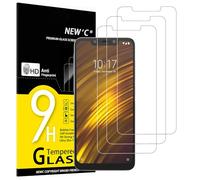 NEW'C 3 Piezas, Protector Pantalla para Xiaomi Pocophone F1, Cristal Templado Antiarañazos, Antihuellas, Sin Burbujas, Dureza 9H, 0.33 mm Ultra Transparente, Ultra Resistente