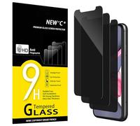 NEW'C 3 Piezas, Protector pantalla privacidad para iPhone 11, iPhone XR, Ángulo de Privacidad 28 Grados, Dureza Ultra Duradera 9H, Sin Burbujas