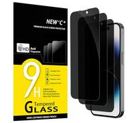 NEW'C 3 Piezas, Protector pantalla privacidad para iPhone 14 Pro (6,1 Pulgadas), Ángulo de Privacidad 28 Grados, Dureza Ultra Duradera 9H, Sin Burbujas