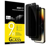 NEW'C 3 Piezas, Protector pantalla privacidad para iPhone 14 Pro Max (6,7 Pulgadas), Ángulo de Privacidad 28 Grados, Dureza Ultra Duradera 9H, Sin Burbujas