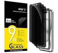 NEW'C 3 Piezas, Protector pantalla privacidad para iPhone 16, iPhone 15 (6,1 Pulgadas), Cristal Vidrio Templado Antiespia con herramienta de instalación fácil incluida - Ángulo de Privacidad 28 Grados
