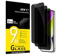 NEW'C 3 Piezas, Protector pantalla privacidad para iPhone 16e, iPhone 14, iPhone 13, iPhone 13 Pro(6,1 Pulgadas), Ángulo de Privacidad 28 Grados, Dureza Ultra Duradera 9H, Sin Burbujas