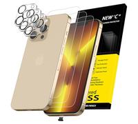 NEW'C 3 x Protector Pantalla para iPhone 13 Pro Max (6,7 Pulgadas) y 3 x Protector de Lente de Cámara - Cristal Templado + Tapón Antipolvo-Ultra Resistente-Sin Burbujas-Dureza 9H