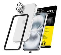 NEW'C 3 x Protector Pantalla para iPhone 16 Plus (6,7 Pulgadas) y 3 x Protector de Lente de Cámara - Cristal Templado + Tapón Antipolvo - Herramienta de instalación fácil incluida