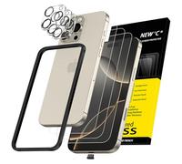 NEW'C 3 x Protector Pantalla para iPhone 16 Pro (6,3 Pulgadas) y 3 x Protector de Lente de Cámara - Cristal Templado + Tapón Antipolvo - Herramienta de instalación fácil incluida