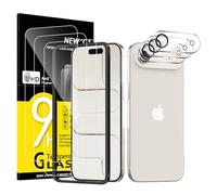 NEW'C 3 x Protector Pantalla para iPhone Air (6,5 Pulgadas) y 3 x Protector Pantalla Protector de Lente de Cámara - Cristal Templado - Ultra Resistente - Herramienta de instalación fácil incluida