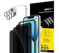 NEW'C 3 x Protector Pantalla privacidad para iPhone 13 (6,1 Pulgadas) y 3 x Protector Pantalla Protector de Lente de Cámara - Cristal Templado - Herramienta de instalación fácil incluida
