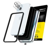 NEW'C 3 x Protector Pantalla privacidad para iPhone 15 (6,1") y 3 x Protector de Lente de Cámara+ Tapón Antipolvo- Ángulo de Privacidad 28 Grados- Herramienta de instalación fácil