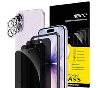 NEW'C 3 x Protector Pantalla privacidad para iPhone 17 (6,3 Pulgadas) y 3 x Protector Pantalla Protector de Lente de Cámara- Ángulo de Privacidad 28 Grados- Herramienta de instalación fácil incluida