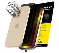 NEW'C 3x Protector Pantalla privacidad para iPhone 13 Pro Max (6,7 Pulgadas) y 3x Protector de Lente de Cámara +Tapón Antipolvo- Ángulo de Confidencialidad Mejorado de 28 Grados