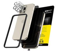 NEW'C 3x Protector Pantalla privacidad para iPhone 16 Pro Max (6,7") y 3x Protector de Lente de Cámara + Tapón Antipolvo-Ángulo de Privacidad 28 Grados - Herramienta de instalación fácil