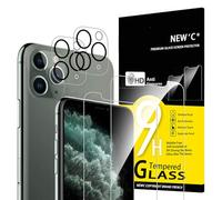 NEW'C 4 Pack, 2 x Protector Pantalla para iPhone 11 Pro Max y 2 x protector Pantalla Protector de Lente de Cámara - Cristal Templado - Anti-Rayaduras - Ultra Resistente - Cristal Dureza 9H