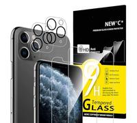 NEW'C 4 Pack, 2 x Protector Pantalla para iPhone 11 Pro y 2 x Protector Pantalla Protector de Lente de Cámara - Cristal Templado - Anti-Rayaduras - Ultra Resistente - Cristal Dureza 9H