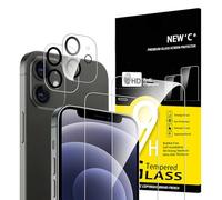 NEW'C 4 Pack, 2 x Protector Pantalla para iPhone 12 Mini y 2 x protector Pantalla Protector de Lente de Cámara - Cristal Templado - Anti-Rayaduras - Ultra Resistente - Cristal Dureza 9H