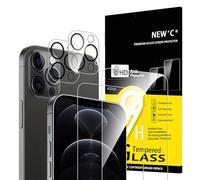 NEW'C 4 Pack, 2 x Protector Pantalla para iPhone 12 Pro Max y 2 x protector Pantalla Protector de Lente de Cámara - Cristal Templado - Anti-Rayaduras - Ultra Resistente - Cristal Dureza 9H