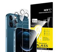 NEW'C 4 Pack, 2 x Protector Pantalla para iPhone 12 Pro y 2 x Protector Pantalla Protector de Lente de Cámara - Cristal Templado - Anti-Rayaduras - Ultra Resistente - Cristal Dureza 9H