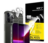 NEW'C 4 Pack, 2 x Protector Pantalla para iPhone 13 Pro y 2 x protector Pantalla Protector de Lente de Cámara - Cristal Templado - Anti-Rayaduras - Ultra Resistente - Cristal Dureza 9H