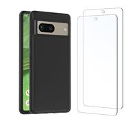 NEW'C Funda para Google Pixel 7 Carcasa Silicona Negra y 2X Protector de Pantalla para Google Pixel 7 Cristal Templado - Antiarañazos