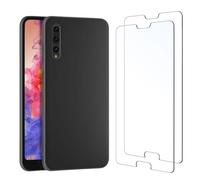 NEW'C Funda para Huawei P20 Pro Carcasa Silicona Negra y 2X Protector de Pantalla para Huawei P20 Pro Cristal Templado - Antiarañazos