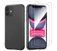 NEW'C Funda para iPhone 11 Carcasa Silicona Negra y 2X Protector de Pantalla para iPhone 11 Cristal Templado - Antiarañazos