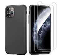 NEW'C Funda para iPhone 11 Pro MAX Carcasa Silicona Negra y 2X Protector de Pantalla para iPhone 11 Pro MAX Cristal Templado - Antiarañazos