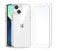 NEW'C Funda para iPhone 13 (6,1 Pulgadas) Carcasa Silicona Transparente Alta y 2X Protector de Pantalla para iPhone 13 (6,1 Pulgadas) Cristal Templado - Antiarañazos