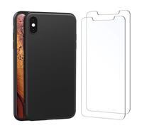 NEW'C Funda para iPhone XS MAX Carcasa Silicona Negra y 2X Protector de Pantalla para iPhone XS MAX Cristal Templado - Antiarañazos