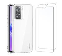 NEW'C Funda para OPPO A77 5G Carcasa Silicona Transparente Alta y 2X Protector de Pantalla para OPPO A77 5G Cristal Templado - Antiarañazos