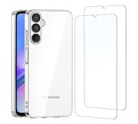NEW'C Funda para Samsung Galaxy A05s Carcasa Silicona Transparente Alta y 2X Protector de Pantalla par Samsung Galaxy A05s Cristal Templado - Antiarañazos