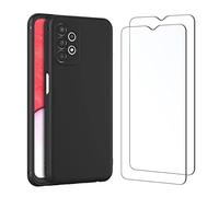NEW'C Funda para Samsung Galaxy A13 4G Carcasa Silicona Negra y 2X Protector de Pantalla para Samsung Galaxy A13 4G Cristal Templado - Antiarañazos