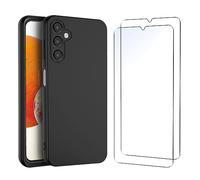 NEW'C Funda para Samsung Galaxy A14 5G/4G Carcasa Silicona Negra y 2X Protector de Pantalla para Samsung Galaxy A14 5G/4G Cristal Templado