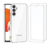 NEW'C Funda para Samsung Galaxy A14 5G/4G Carcasa Silicona Transparente Alta y 2X Protector de Pantalla para Samsung Galaxy A14 5G/4G Cristal Templado