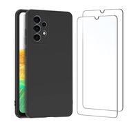 NEW'C Funda para Samsung Galaxy A33 5G Carcasa Silicona Negra y 2X Protector de Pantalla para Samsung Galaxy A33 5G Cristal Templado - Antiarañazos