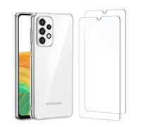 NEW'C Funda para Samsung Galaxy A33 5G Carcasa Silicona Transparente Alta y 2X Protector de Pantalla para Samsung Galaxy A33 5G Cristal Templado - Antiarañazos