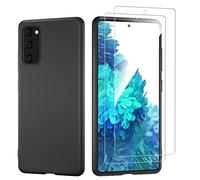 NEW'C Funda para Samsung Galaxy S20 FE Carcasa Silicona Negra y 2X Protector de Pantalla para Samsung Galaxy S20 FE Cristal Templado - Antiarañazos