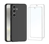 NEW'C Funda para Samsung Galaxy S24 Plus / S24+ 5G Carcasa Silicona Negra y 2X Protector de Pantalla para Samsung Galaxy S24 Plus / S24+ 5G Cristal Templado - Antiarañazos