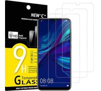 NEW'C - Juego de 3 protectores de pantalla de cristal templado para Huawei P Smart+ 2019, Enjoy 9s, sin burbujas, ultra resistente (0,33 mm HD ultra transparente) dureza 9H Glass