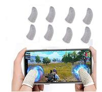 Newchichi 8PCS Mobile Game Controller Finger Sleeve, 0.01 Pulgada Ultrafino Transpirable Resistente al Sudor Fibra de Plata Touch Sensitive Finger Funda para PUBG, Compatible con iPhone/Android