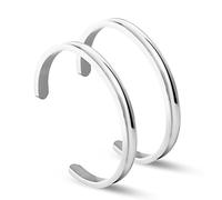 NewChiChi Hair Tie Bracelet Pulsera de Corbata para el Pelo de Acero Inoxidable Acanalado Ajustables Bangles Cuff Bangle High Pulido Pulsera de la joyería para Mujeres Hombres (2 piezas de plata)