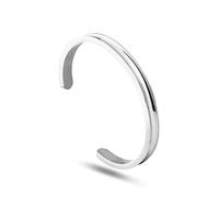 NewChiChi Hair Tie Bracelet Pulsera de Corbata para el Pelo de Acero Inoxidable Acanalado Cuff Bangle High Pulido Pulsera de la joyería para Mujeres Hombres (1 Pieza de Plata)