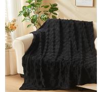 NEWCOSPLAY Manta súper Suave de Franela Sedosa de Forro Polar 3D a Cuadros Ligera para Todas Las Estaciones (Cuadros Negros, Manta (50 x 70 Pulgadas)