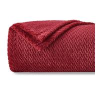 NEWCOSPLAY Manta súper Suave de Franela Sedosa patrón de Hojas, Manta Ligera para Uso en Todas Las Estaciones (888-rojo, Manta (50 x 60 Pulgadas)