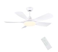 Newday Ventilador de Techo Blanco con luz y Mando a Distancia, 106cm Silencioso Ventilador de Techo con Iluminación Dimmer, Motor DC, 5 Aspas, 7 Modos de Velocidad, Función de Memoria, 3 Temporizador