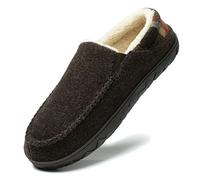 NewDenBen Hombres Memoria cálida Espuma Zapatillas Mokasin Forro de felpa suave Zapatos interiores y exteriores para interiores y exteriores (43 EU, Marrón oscuro)