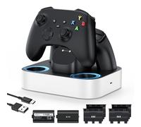 NEWDERY Base de Carga para Mando Xbox, 2 baterías Recargables de 1100 mAh para Xbox One/Series X|S, estación de Carga rápida con 4 Cubiertas de batería, Color Blanco