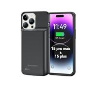 NEWDERY Funda batería Compatible con iPhone 15 Plus & 15 Pro MAX, Funda de Carga portátil Delgada de 5000 mAh, Cargador de energía Recargable Compatible con iPhone 15 Plus y 15 Pro MAX (6,7") (Negro)